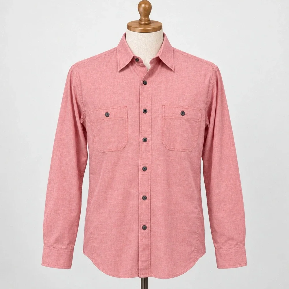 J. Crew Workshirt Mens Medium Pink Excellent Long Sleeve Cotton Button Down